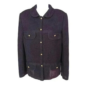 Castleberry Blazer Jacket Black Women's 10 Long Sleeve Button Front Knit